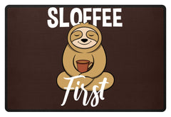 Sloffee First | Funny Sloth Coffee | Fußmatte in Navy in Größe 60x40cm