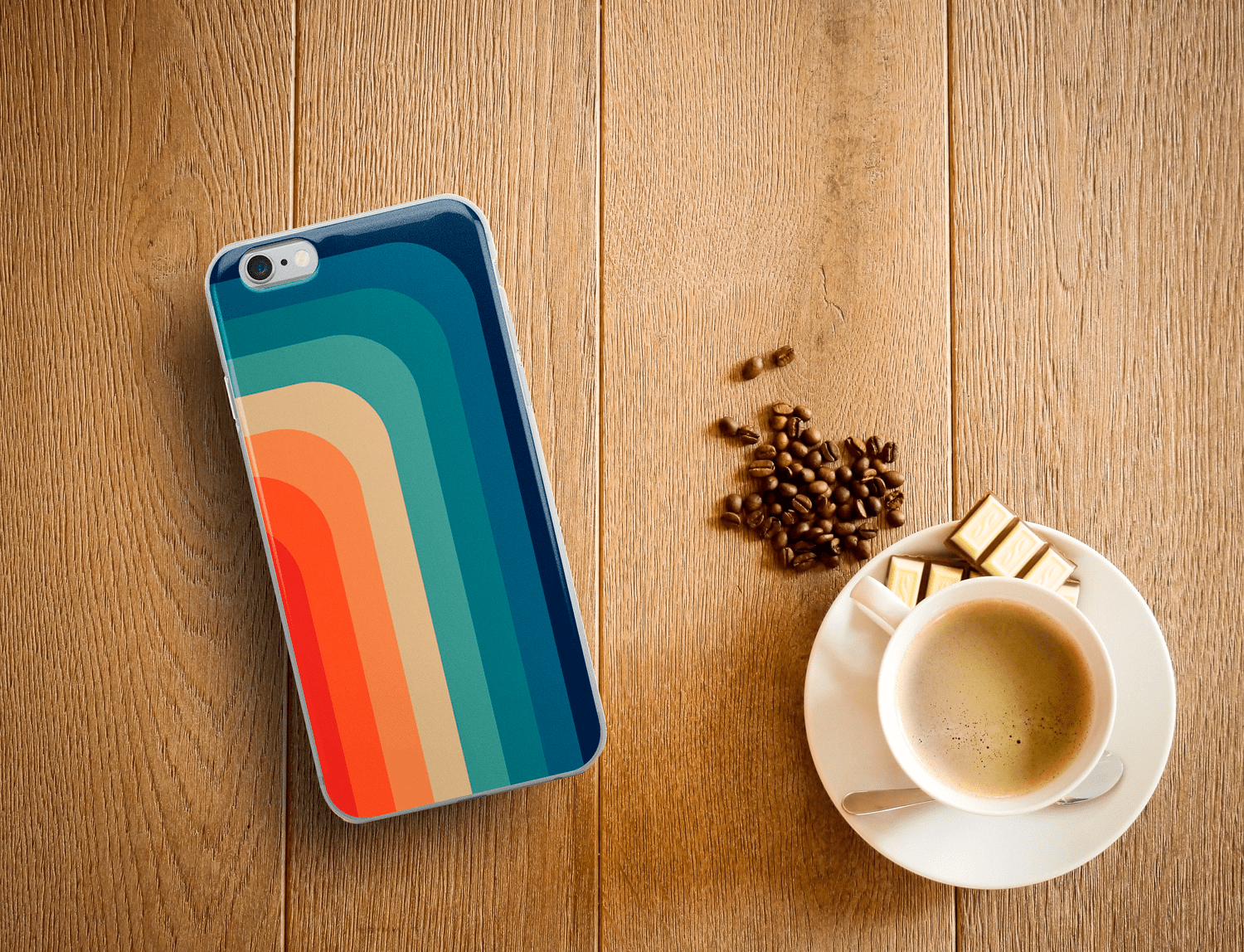Zeigt vintage retro 70s style color stripes iphone case gift for retro and vintage fans in Farbe iPhone 7/8