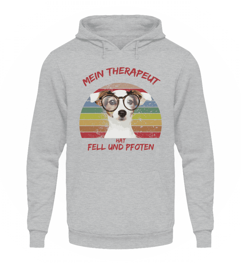 Zeigt jack russel terrier therapeut spruch unisex kapuzenpullover hoodie in Farbe Heather Sport Grey