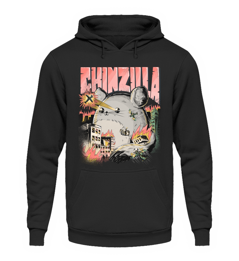 Lustiger Chinzilla | Geschenk für Chinchillahalter | Unisex Hoodie in Jet Black in Größe L