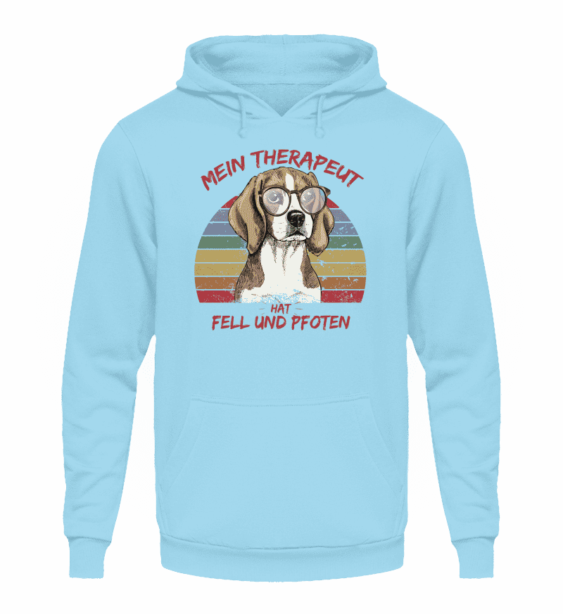 Zeigt susser beagle cooler spruch mein therapeut hat fell und pfoten retro unisex kapuzenpullover hoodie in Farbe Arktikweiß