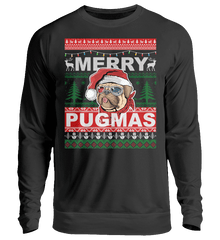 Zeigt merry pugmas pug owner unisex pullover in Farbe Jet Black