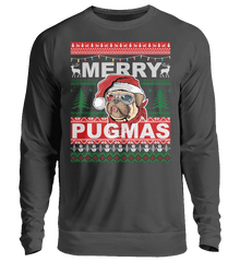 Zeigt merry pugmas pug owner unisex pullover in Farbe Jet Black