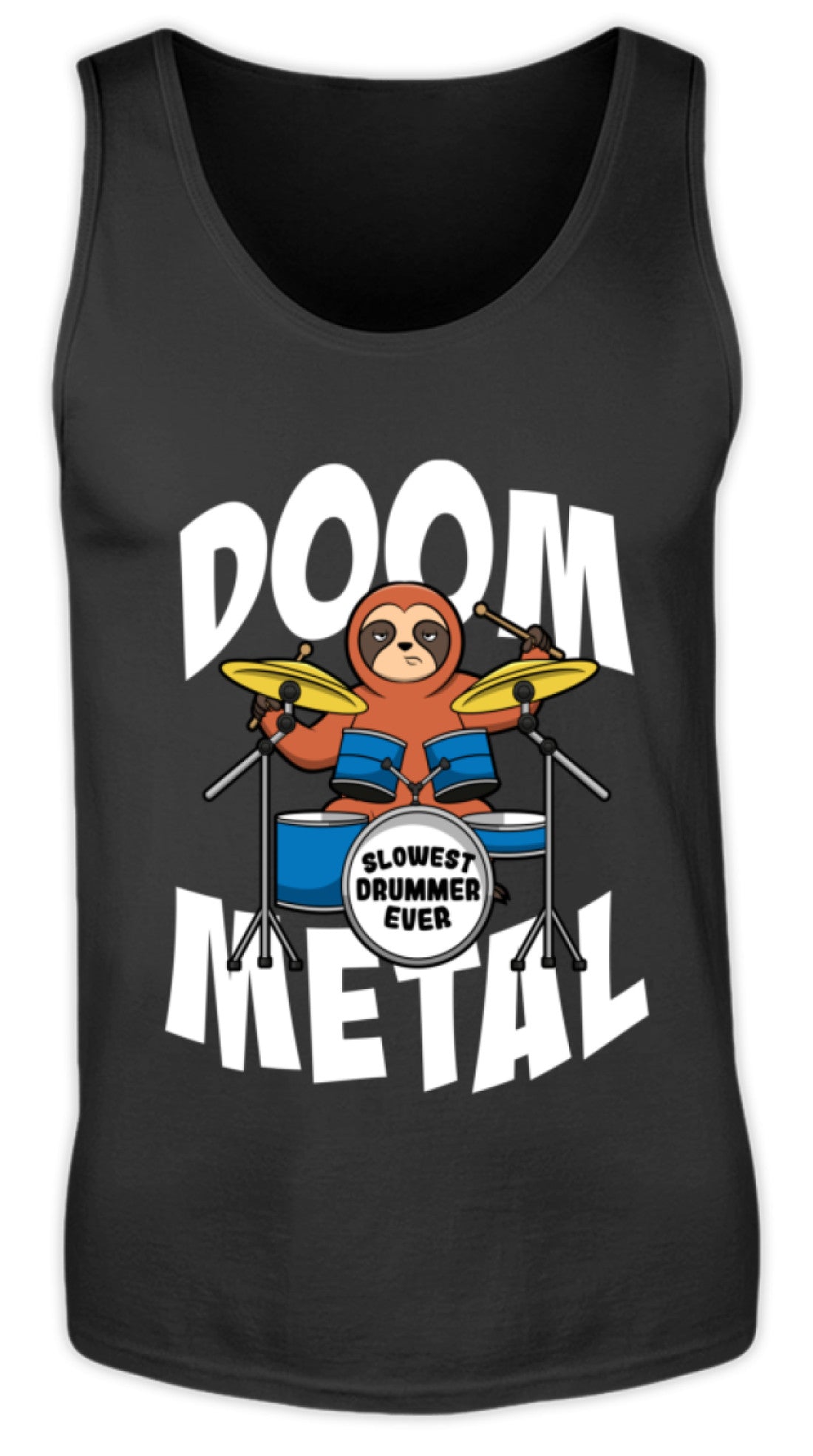 Funny Doom Metal Sloth Drummer | Herren Tank Top in Black in Größe S
