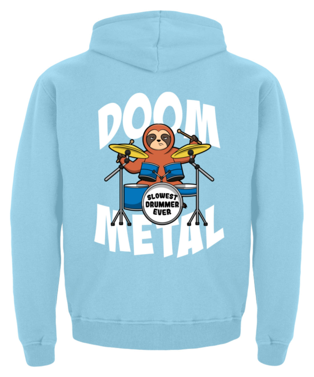 Zeigt funny doom metal sloth drummer kinder hoodie in Farbe Jet Schwarz