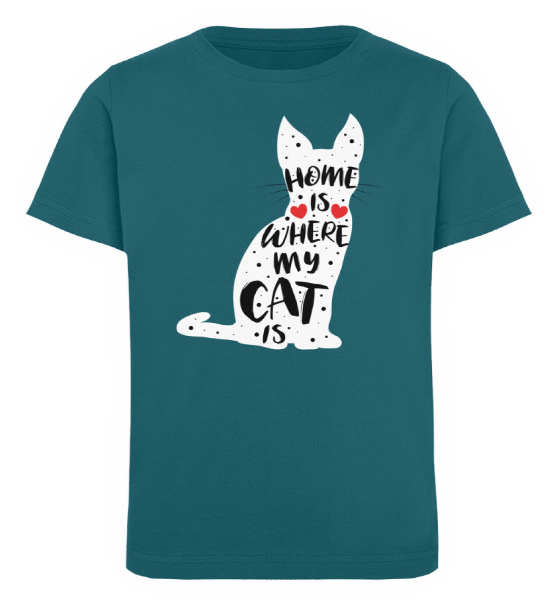 Zeigt home is where my cat is kinder organic t shirt in Farbe Royal Blue