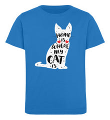 Zeigt home is where my cat is kinder organic t shirt in Farbe French Navy