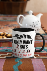 Zweifarbige Tassen für Rattenhalter mit lustigem Rattenspruch