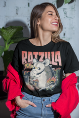 Frau trägt T-Shirt mit RATZILLA. Lustiger Ratten Spruch. Online kaufen