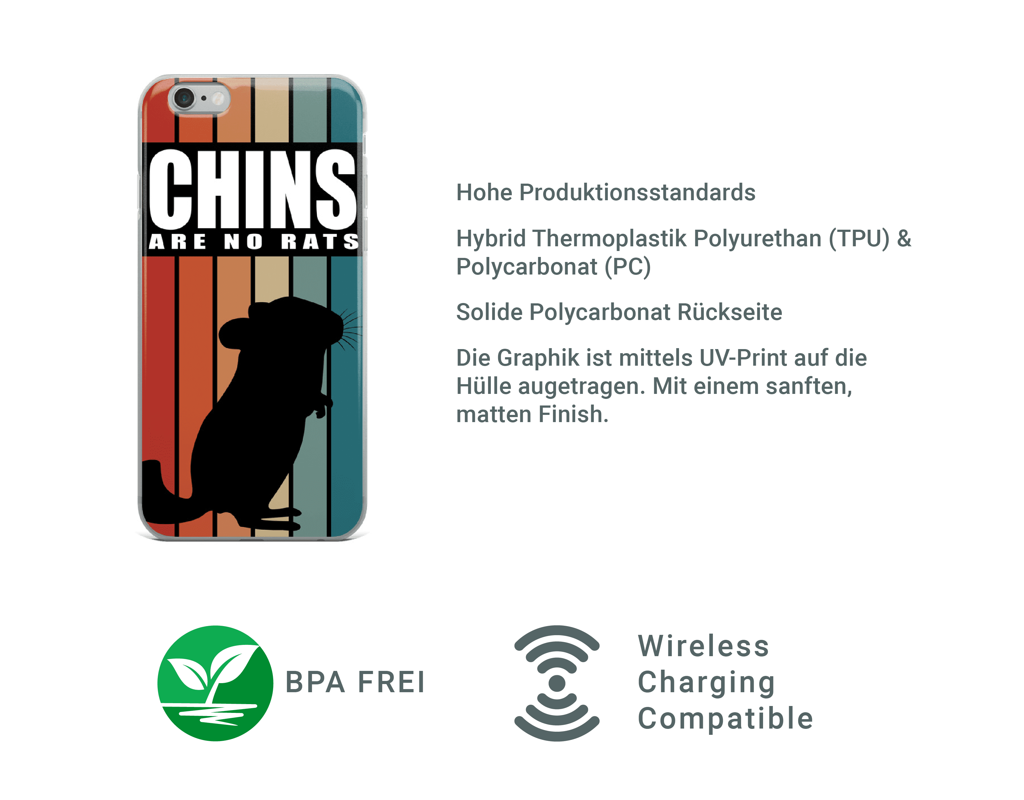 Zeigt chinchillas vintage saying retro stripes for owners of a chinchilla iphone case in Farbe iPhone 6/6s