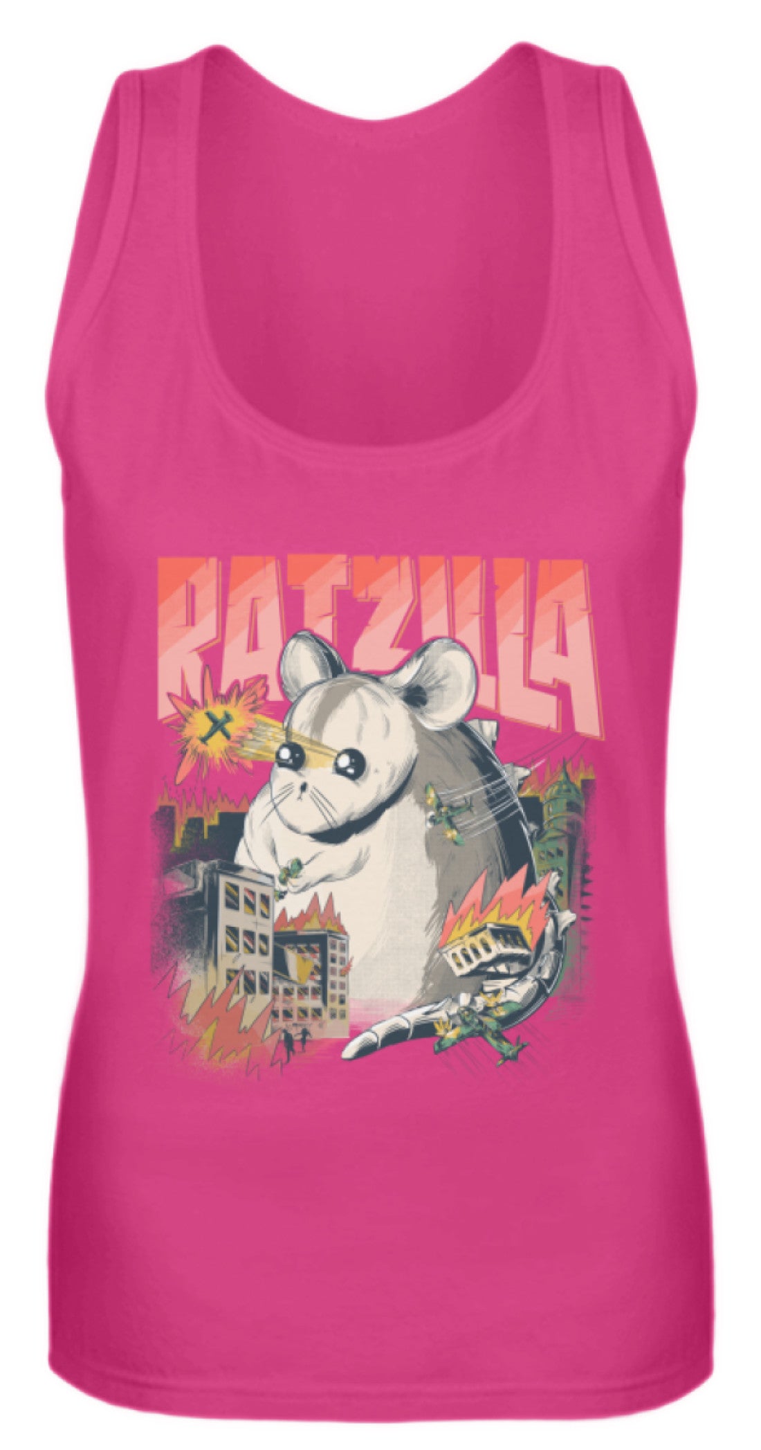 Zeigt ratzilla lustiges farbratten monster frauen tanktop in Farbe Black