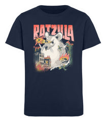 Zeigt ratzilla lustiges ratten monster kinder organic t shirt in Farbe Black