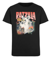 RATZILLA | Freches Ratten Monster | Kinder Bio T-Shirt in Black in Größe 12/14 (152/164)