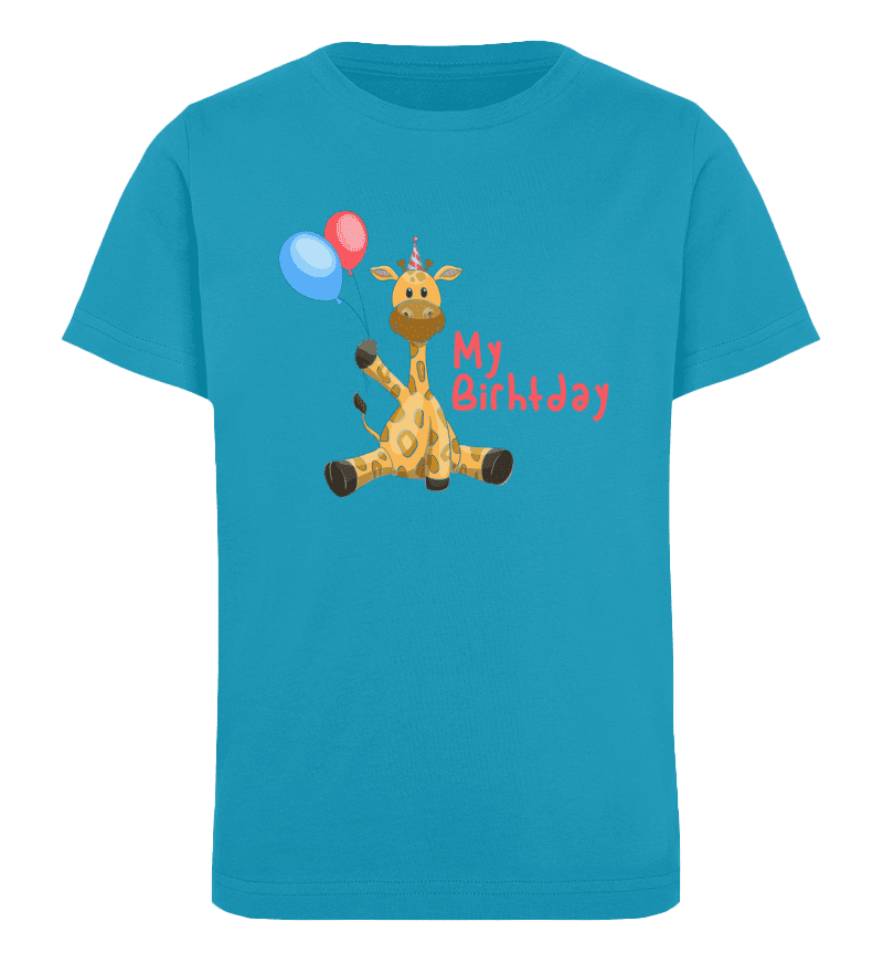 Zeigt giraffe kindergeburtstag mein geburtstag kinder organic t shirt in Farbe Heather Grey
