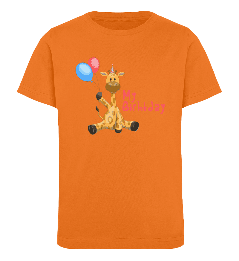 Zeigt giraffe kindergeburtstag mein geburtstag kinder organic t shirt in Farbe Heather Grey