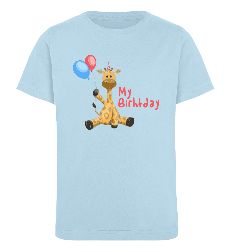 Zeigt giraffe kindergeburtstag mein geburtstag kinder organic t shirt in Farbe Heather Grey