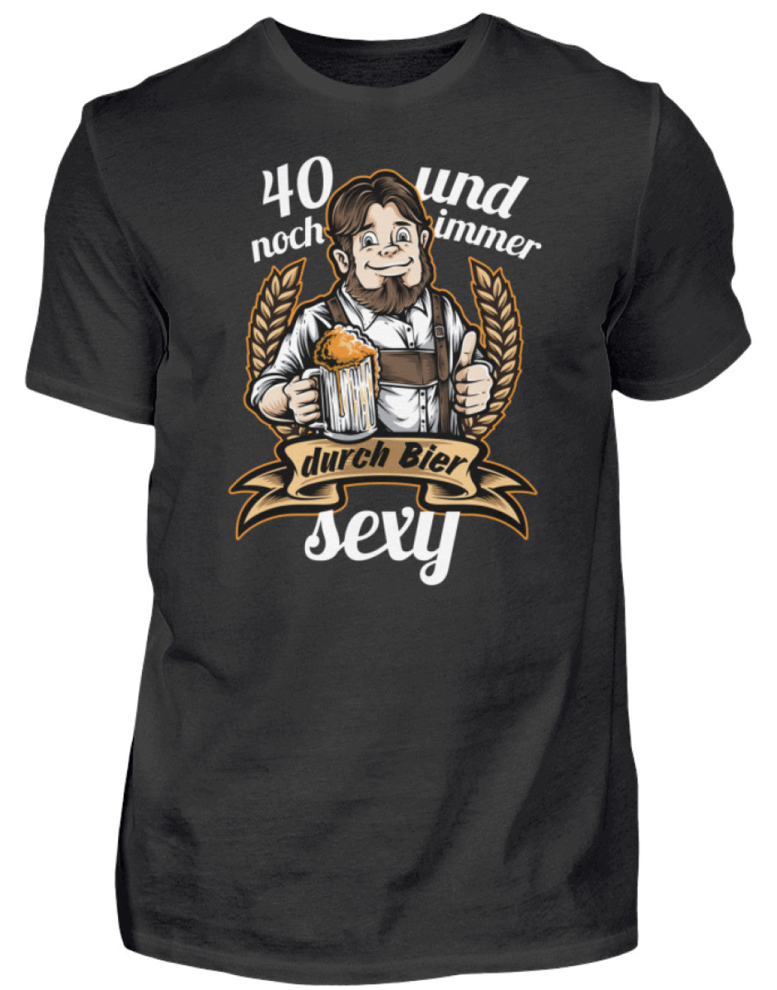 Lustiger Spruch | 40er Geburtstag Bier | Herren T-Shirt in Black in Größe S