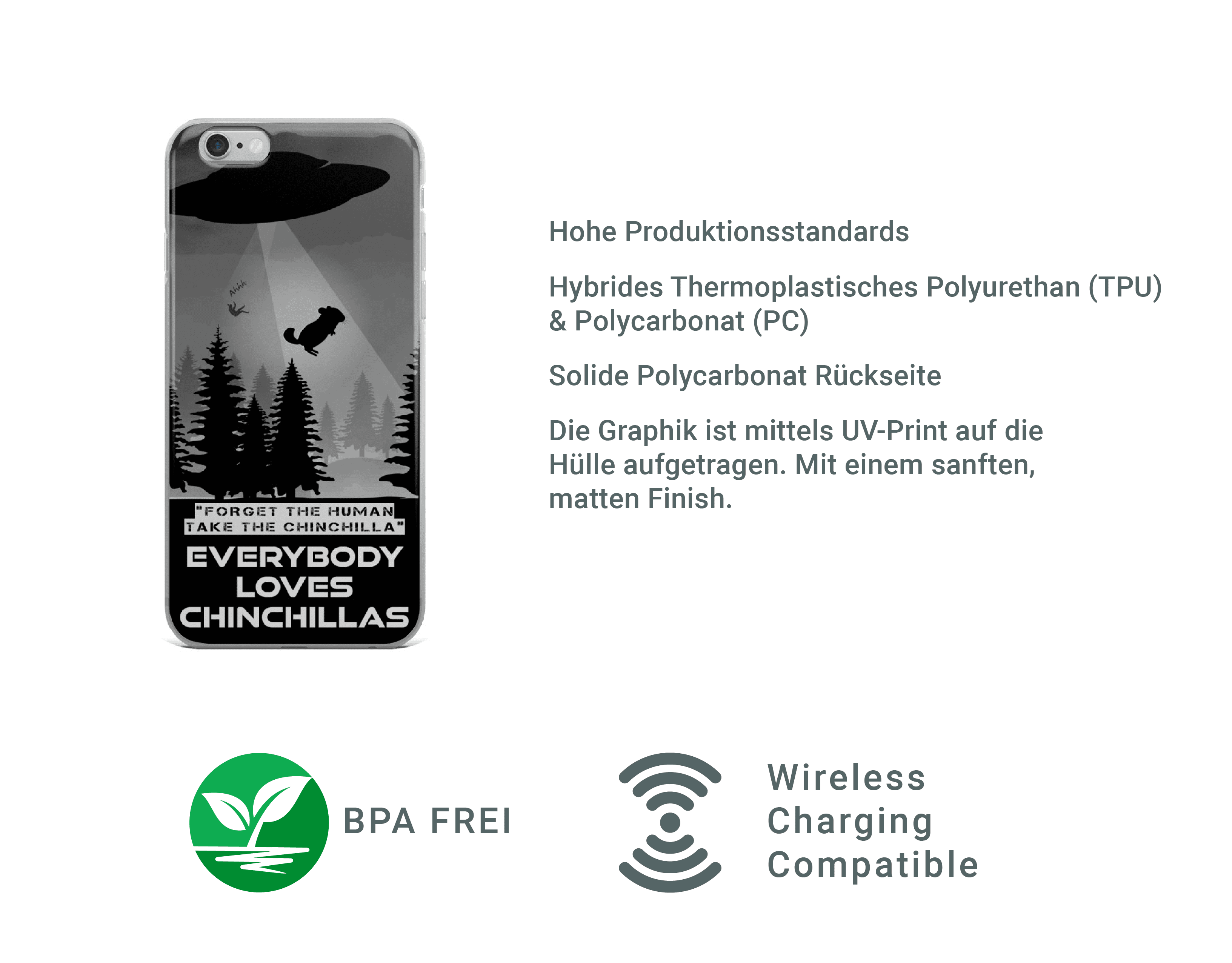 Zeigt chinchilla abduction ufo alien abduction iphone case funny saying for owners of chinchillas in Farbe iPhone 6/6s