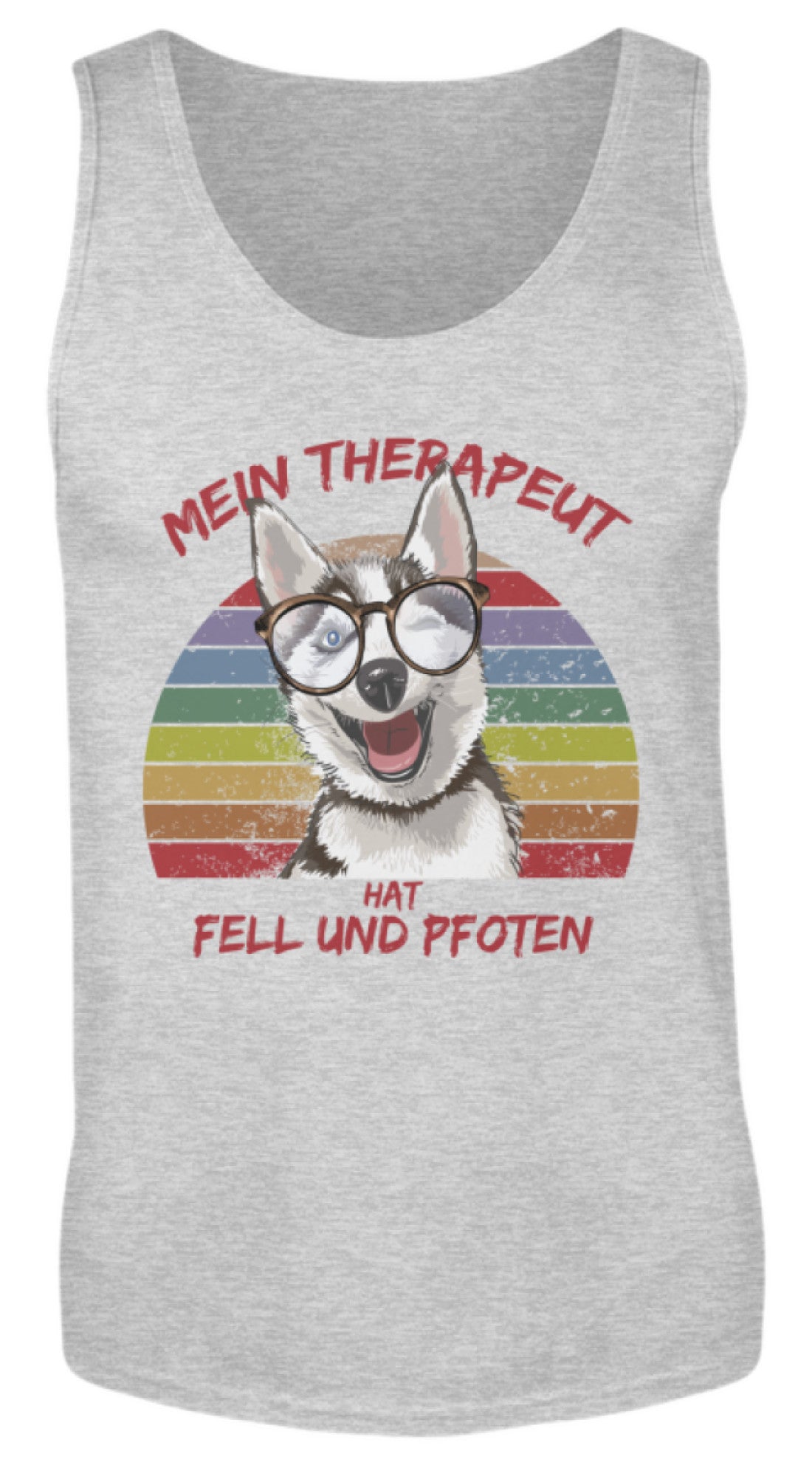 Zeigt vintage husky therapeut spruch herren tanktop in Farbe White