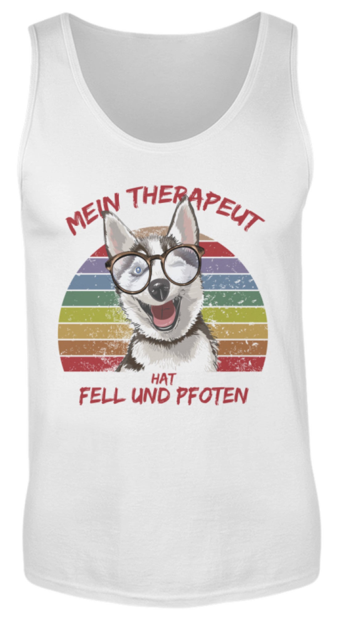 Vintage Husky Therapeut Spruch | Herren Tank Top in White in Größe S