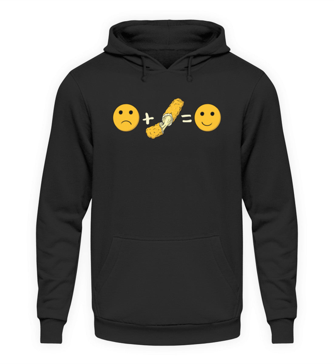 Funny Mozzarella Emotions | Unisex Kapuzenpullover Hoodie in Jet Black in Größe S