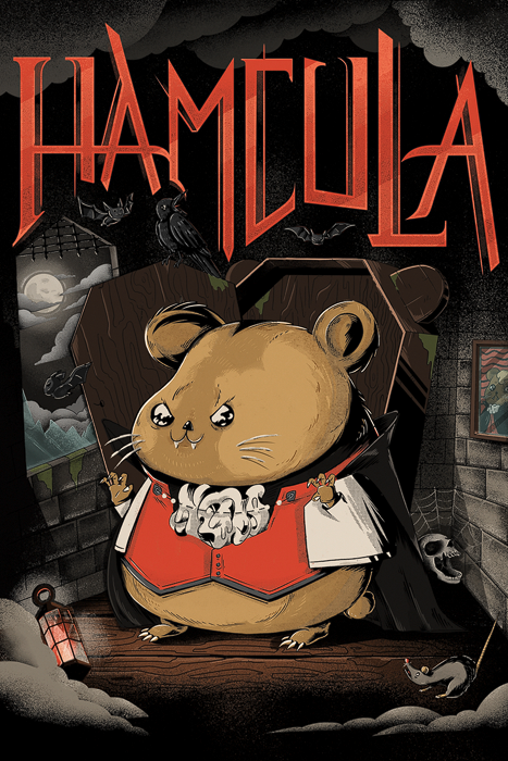 Hamcula Lustiger Vampir Hamster | Poster 60x90 cm Geschenk Hamsterhalter