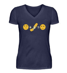 Funny Mozzarella Emotions | V-Neck Damenshirt in Navy in Größe S