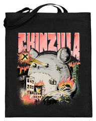 CHINZILLA | Lustiges Geschenk für Chinchillahalter | Jutebeutel in Black in Größe 38cm-42cm