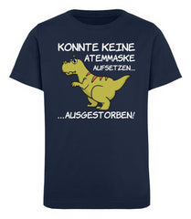 Dinosaurier T-Rex Atemmaske | Kinder Bio T-Shirt in French Navy in Größe 12/14 (152/164)