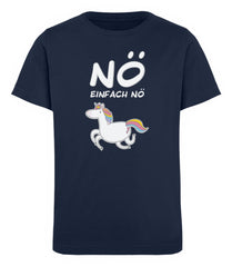 NÖ Einhorn | Cooler Spruch | Kinder Organic T-Shirt in French Navy in Größe 12/14 (152/164)