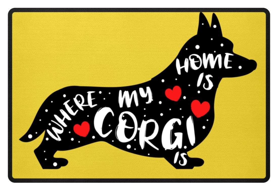Zeigt corgi saying cute dog pet fussmatte in Farbe Rubinrot