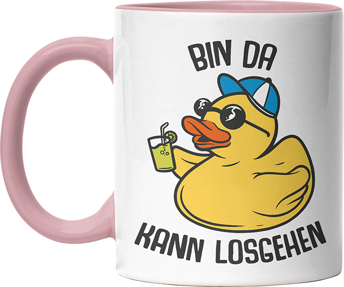 Bin da kann losgehen Badeentchen Witzige Altrosa Tasse kaufen Geschenk