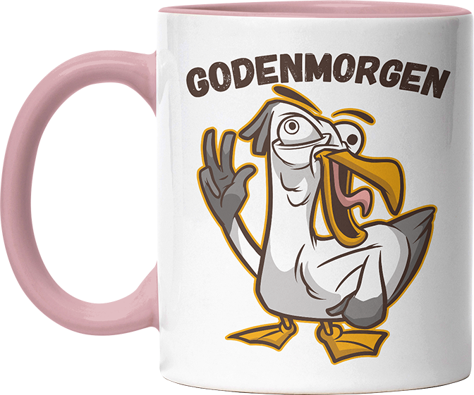 Godenmorgen Plattdeutsch Möwe Witzige Altrosa Tasse kaufen Geschenk