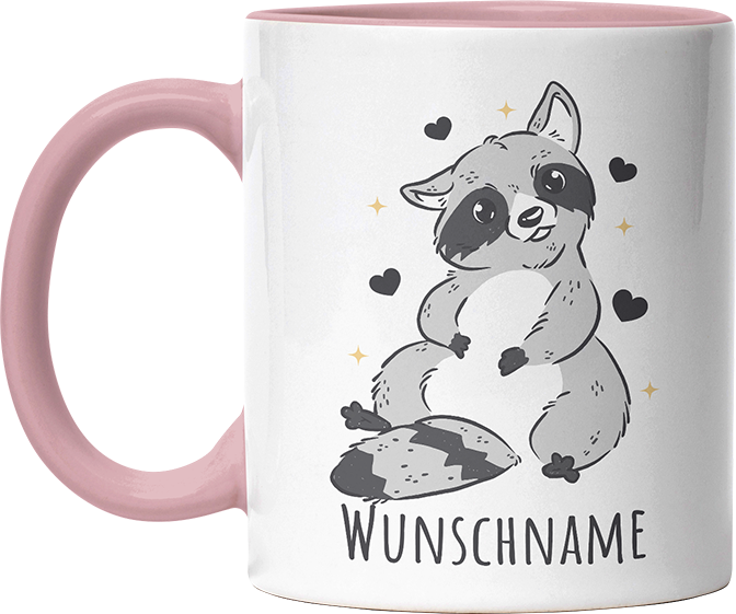 Waschbär Personalisierbar Name Witzige Altrosa Tasse kaufen Geschenk