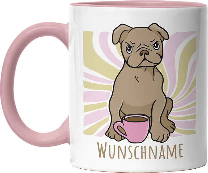Bulldogge Personalisierbar Name Witzige Altrosa Tasse kaufen Geschenk