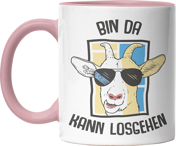 Bin da kann losgehen Ziege Witzige Altrosa Tasse kaufen Geschenk