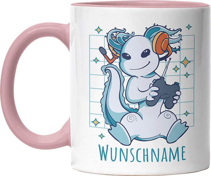 Axolotl Gamer Personalisierbar Name Witzige Altrosa Tasse kaufen Geschenk
