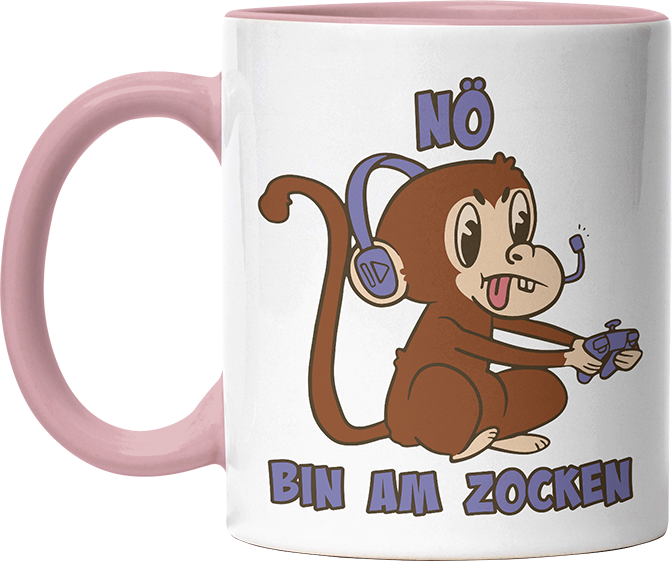 Affe Nö bin am zocken Witzige Altrosa Tasse kaufen Geschenk