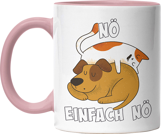 Nö Einfach Nö Hund Katze schlafen Witzige Altrosa Tasse kaufen Geschenk