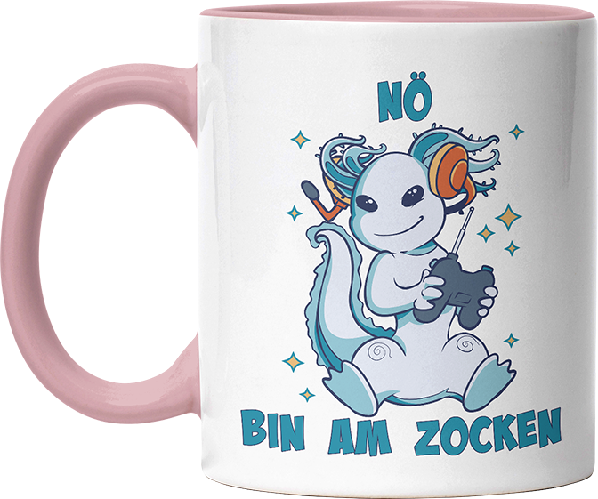 Axolotl Nö bin am zocken Witzige Altrosa Tasse kaufen Geschenk