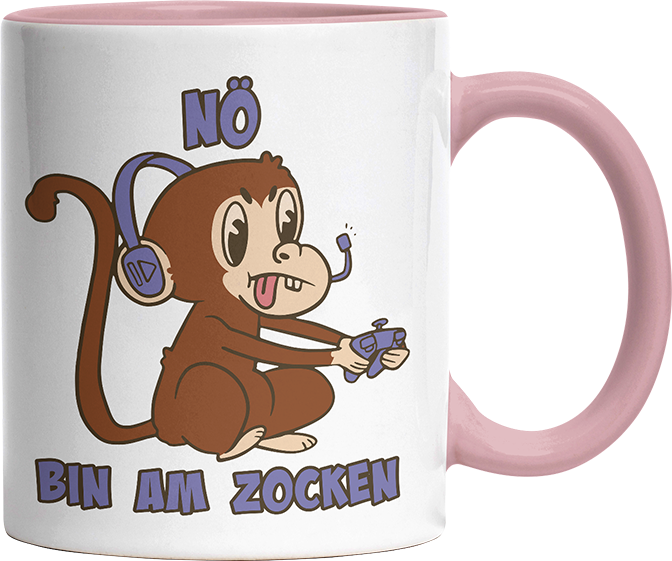 Affe Nö bin am zocken Witzige Altrosa Tasse kaufen Geschenk