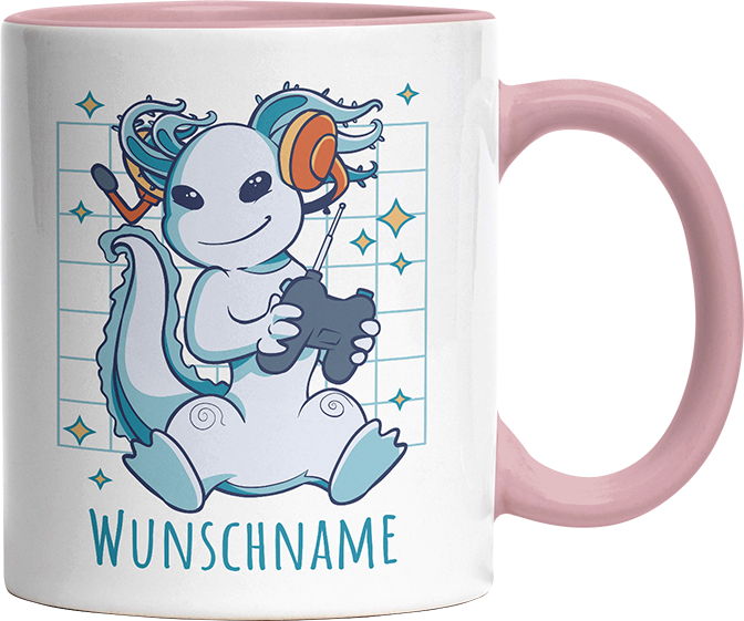 Axolotl Gamer Personalisierbar Name Witzige Altrosa Tasse kaufen Geschenk