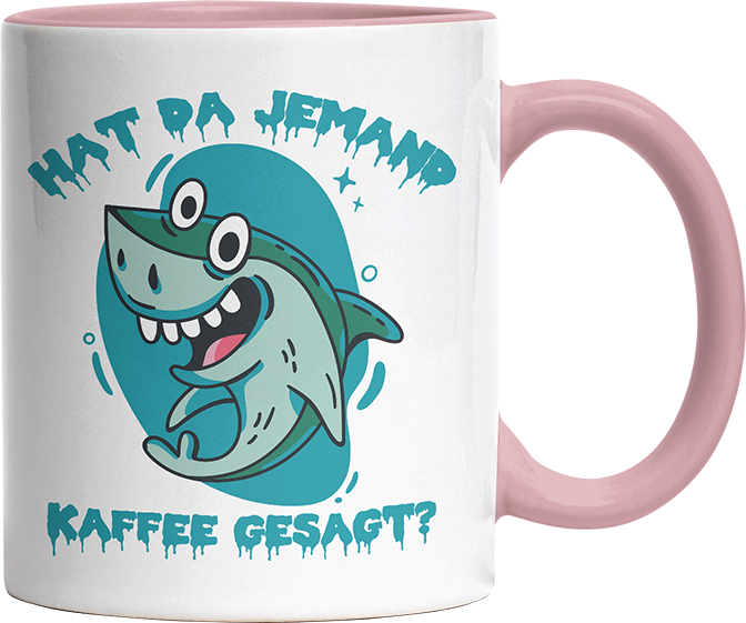 Hat da jemand Kaffee gesagt Hai Witzige Altrosa Tasse kaufen Geschenk
