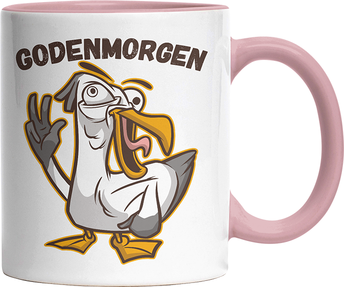 Godenmorgen Plattdeutsch Möwe Witzige Altrosa Tasse kaufen Geschenk