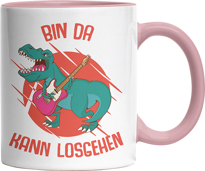Bin da kann losgehen T Rex 1 Witzige Altrosa Tasse kaufen Geschenk