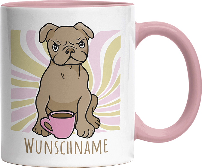 Bulldogge Personalisierbar Name Witzige Altrosa Tasse kaufen Geschenk