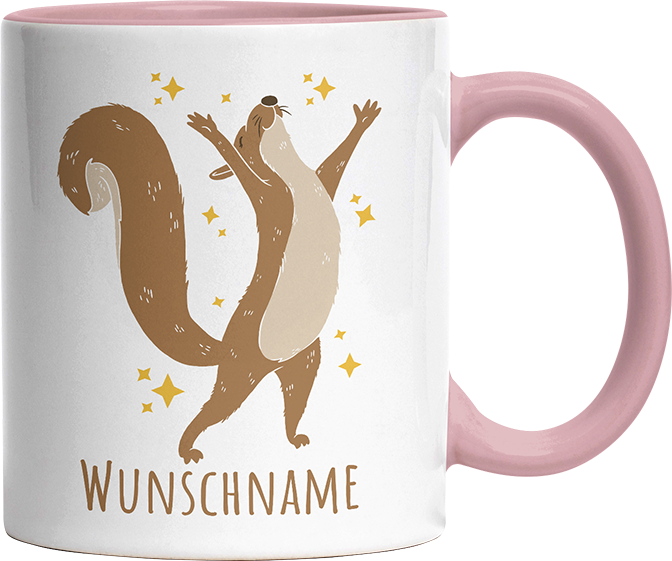 Eichhörnchen Personalisierbar Name 1 Witzige Altrosa Tasse kaufen Geschenk