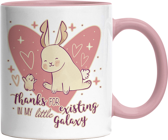 1WH Thanks for existing in my little Galaxy Hase Küken Witzige Altrosa Tasse kaufen Geschenk