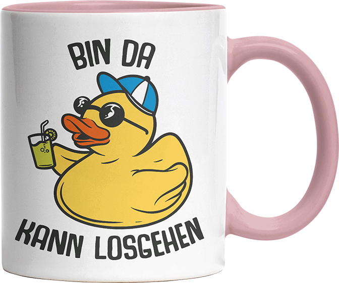 Bin da kann losgehen Badeentchen Witzige Altrosa Tasse kaufen Geschenk