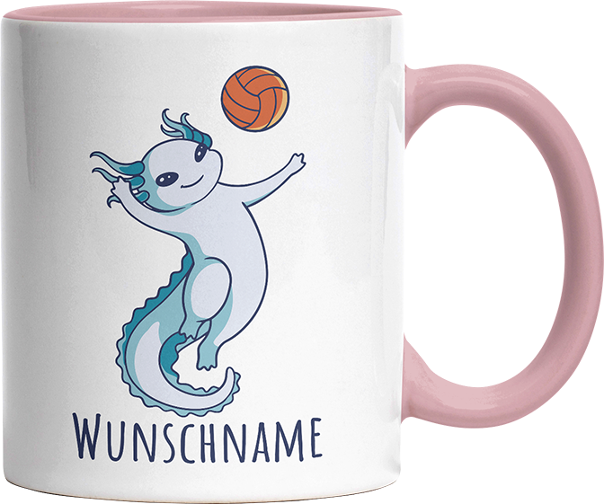 Axolotl Volleyball Kaffee Personalisierbar Name Witzige Altrosa Tasse kaufen Geschenk